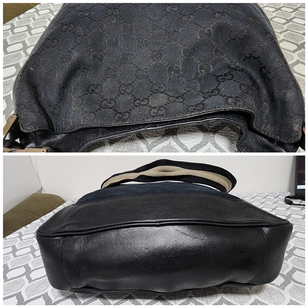 Gucci Vintage GG Canvas Bamboo Satchel Bag Black - Picture 9 of 13